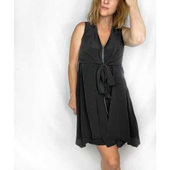 ALL SAINTS Black Silk Mini Dress - Picture 3 of 6